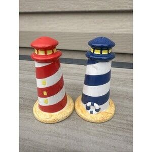Pair of lighthouse salt and pepper shakers 4" tall collectible Current Inc